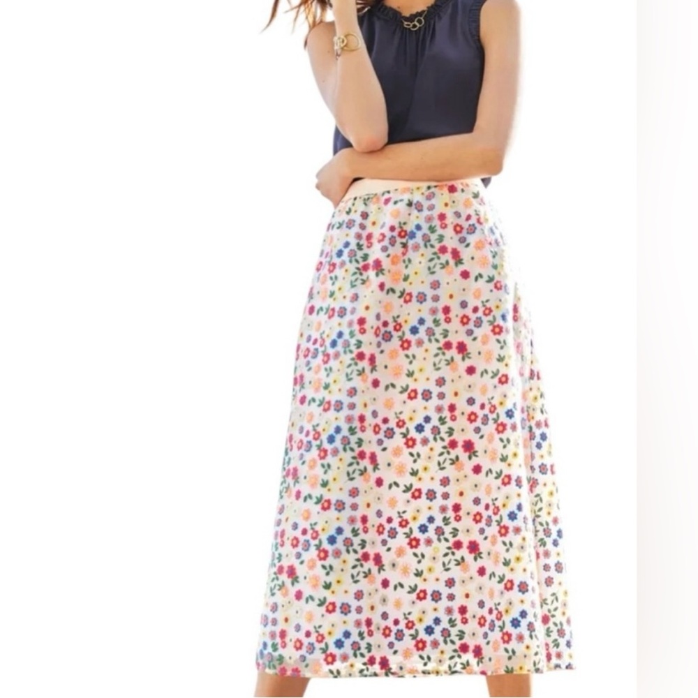 Boden Marjorie Organza Cream Floral Embroidered A-Line Skirt